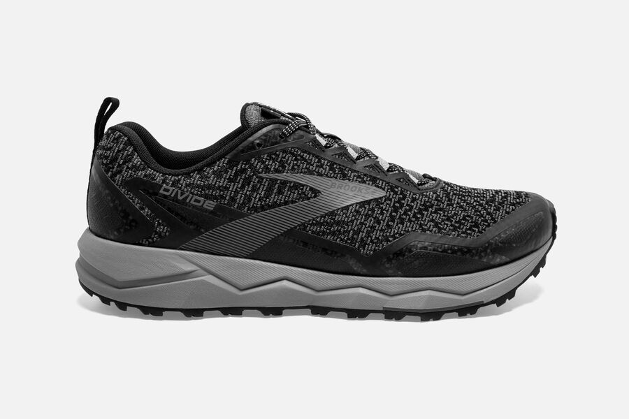 Brooks Running Shoes - Divide Trail Mens - Black/Grey - RZB-043815